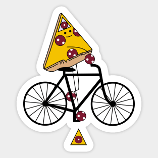 Pizza rides a bicycle Sticker